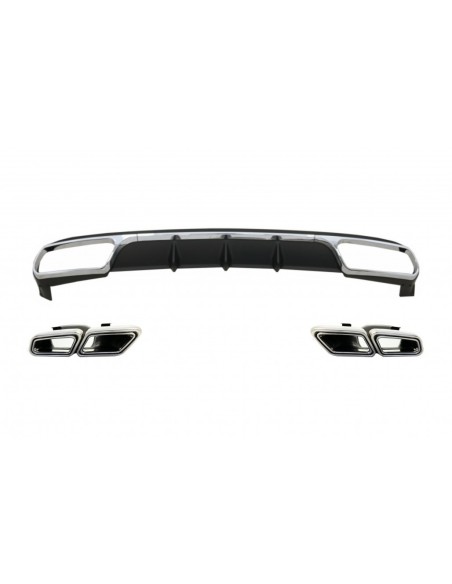 Diffusore posteriore w/ scarico Chrome per Mercedes E-Class W212 Facelift (13-16) solo