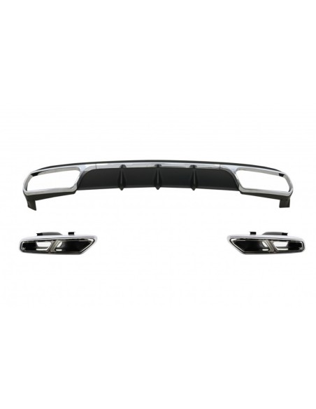 Diffusore posteriore w/ scarico Suggerimenti Chrome per Mercedes E-Class W212 Facelift (13-16) E65 Design solo