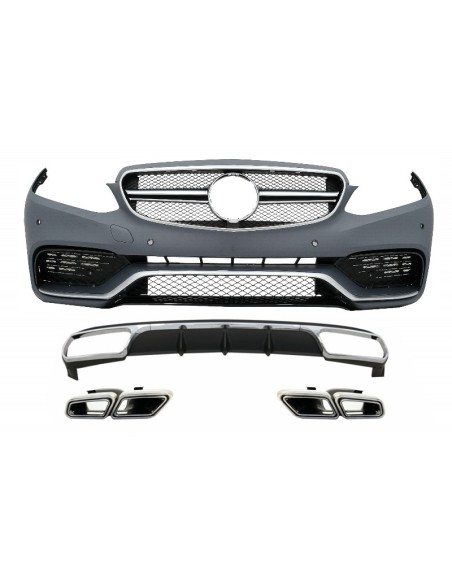 Paraurti anteriore w/ Diffusore posteriore e marmitta di scarico suggerimenti Chrome per Mercedes E-Class W212 Facelift (13-16)