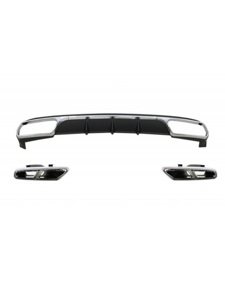 Diffusore posteriore w/ scarico Suggerimenti Chrome per Mercedes E-Class W212 Facelift (13-16) E65 Design solo