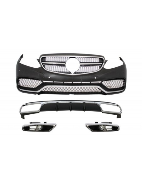 Paraurti anteriore w/ Diffusore posteriore e silenziatore di scaricoChrome per Mercedes E-Class W212 Facelift (13-16)