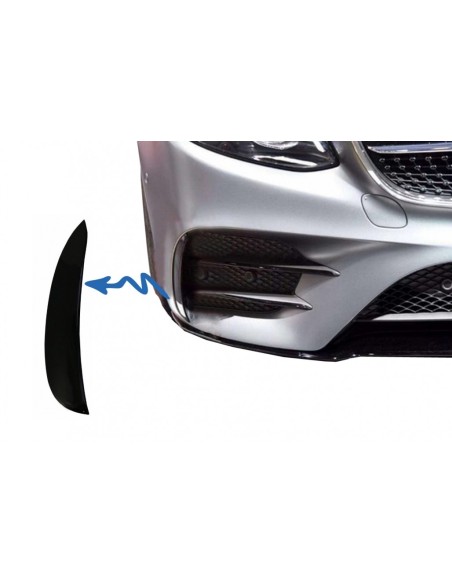 Paraurti anteriore alette laterali Flics per Mercedes E-Class W213 S213 C238 A238 E43 E53 Design Black Edition