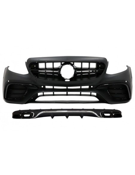 Paraurti anteriore w/ diffusore e silenziatore di scarico suggerimenti nero per Mercedes E-Class W213 S213 Standard (16-19)