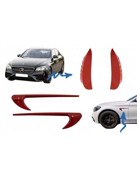 Le prese d'aria laterali del parafango assetto ala w/ alette anteriori alette laterali Flics per MERCEDES E-Class W213 S213