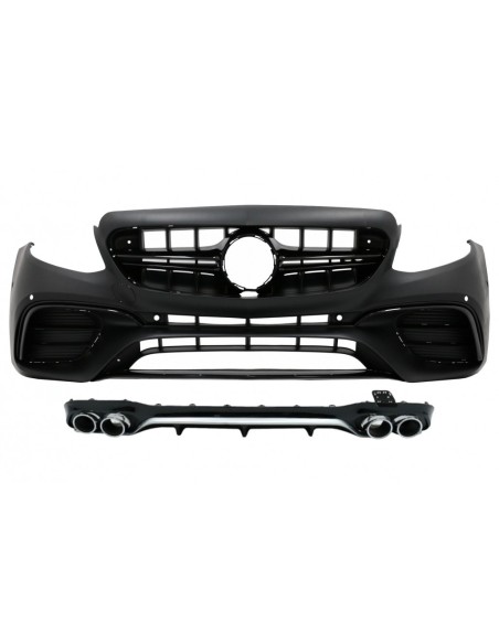 Paraurti anteriore w/ Diffusore posteriore e punte di scarico Chrome per Mercedes E-Class W213 (16-19) E53 Design
