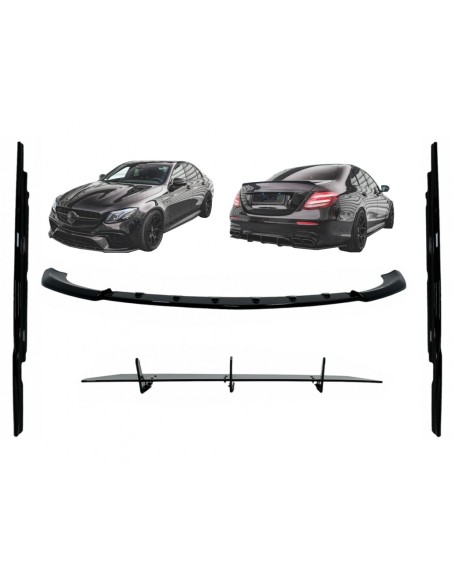 Aero kit paraurti anteriore labbro diffusore e laterali gonne estensioni per Mercedes E-Class E63 W213 S213 (16-19)