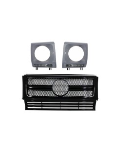 Griglia anteriore w/ LED fari copre per Mercedes G-Class W463 (1990-12) Nuovo G63 G65 Design Nero