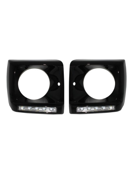 Fari neri copre w/ LED DRL Chrome luci di marcia diurna per Mercedes G-Class W463 (1989-up) G65 Design nero