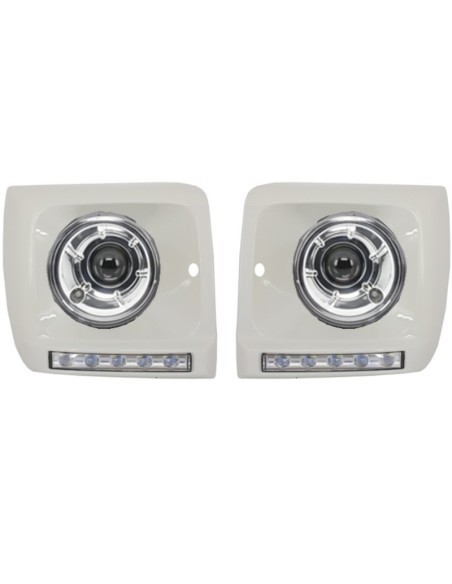 Fari Bi-Xenon Look w/ coperture LED bianco DRL per Mercedes G-Class W463 (1989-12) G65 Design