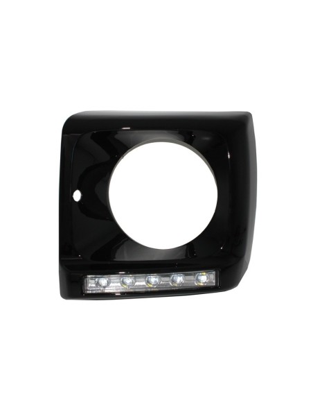 Fari neri copre LED DRL Chrome per Mercedes G-Class W463 (1989-12) G65 Design w/ Fari Bi-Xenon Look