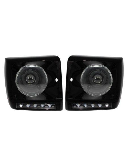 Fari neri copre LED DRL per Mercedes G-Class W463 (1989-12) G65 Design w/ Fari Bi-Xenon