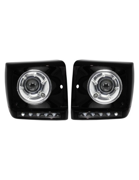 Fari neri copre LED DRL per Mercedes G-Class W463 (1989-12) G65 Design w/ Fari Bi-Xenon