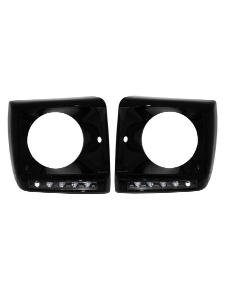 Fari neri copre LED DRL per Mercedes G-Class W463 (1989-12) G65 Design w/ Fari Bi-Xenon