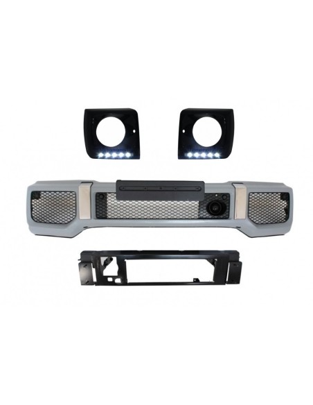 Paraurti anteriore nero fari copre LED DRL per Mercedes G-Class W463 (1989-up) G65 Design