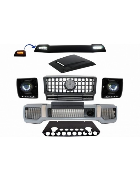 Kit per Mercedes G-Class W463 (05-12) w/ Griglia G63 GT-R Panamericana Design LED Fari Bi-Xenon