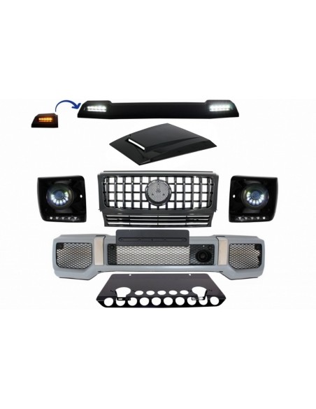 Kit per Mercedes G-Class W463 (05-12) w/ Griglia GT-R Panamericana Design LED Bi-Xenon Fari