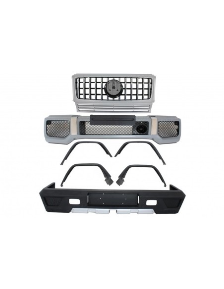 Kit completo di conversione per MERCEDES G-Class W463 (1989-17) G63 G65 Design w/ Griglia anteriore Panamericana Silver