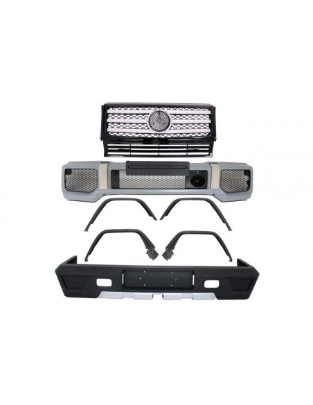 Kit completo di conversione per MERCEDES G-Class W463 (1989-17) G63 G65 w/ Griglia anteriore Piano Nero - Chrome Stripes Design