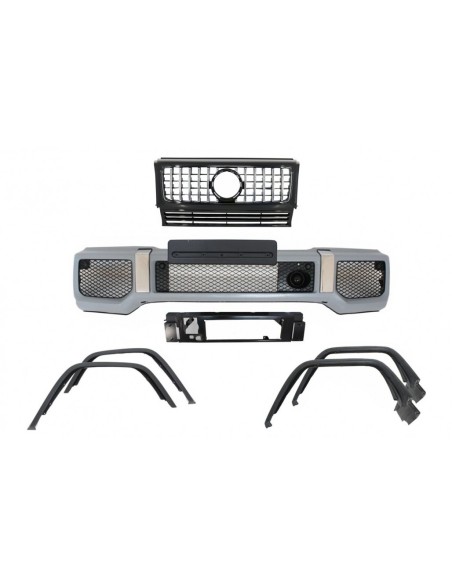 Paraurti anteriore w/ parafango razzi passaruota e griglia anteriore per Mercedes G-Class W463 (1989-18) G65 Design