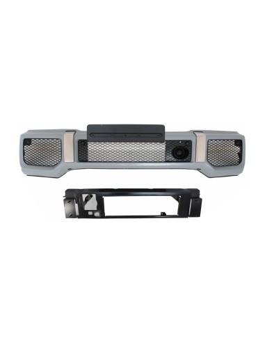 Paraurti anteriore w/ parafango razzi passaruota e griglia anteriore argento per Mercedes G-Class W463 (1989-18) G65 Design