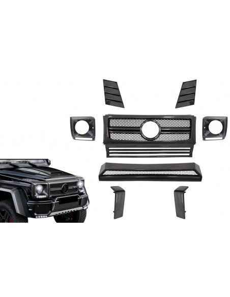 Parti anteriori in carbonio reale per Mercedes G-Class W463 AMG (1990-14) G65 Design Grille Fari Coperture Spoiler
