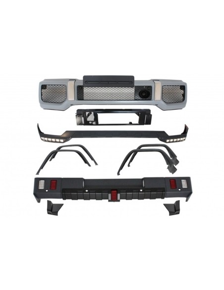 Kit Carrozzeria per Mercedes G-Class W463 (1989-17) G63 G65 Design w/ Fender Flares Passaruota e LED DRL Spoiler
