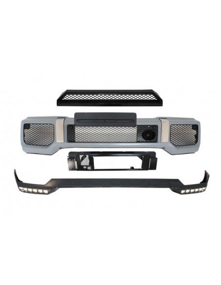 Paraurti anteriore w/ Spoiler LED DRL e Upper Spoiler Lip per Mercedes G-Class W463 (1989-17) G65 Design