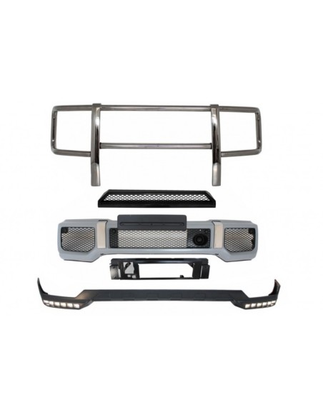 Paraurti anteriore w/ spoiler LED DRL spoiler superiore labbro e Bullbar per MERCEDES G-Class W463 (1989-17) G65 Design