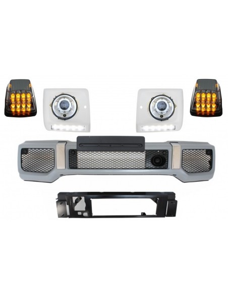 Paraurti anteriore w/ fari copre LED DRL per Mercedes G-Class W463 (1989-up) fari cromati e luci di svolta G65 Design