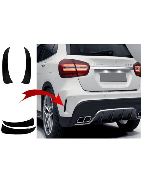 Paraurti posteriore alette laterali Flics per Mercedes GLA X156 GLA250 GLA45 (14-up) Black Edition