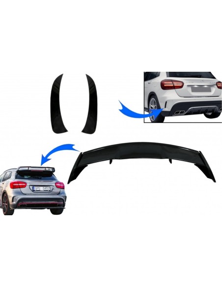 Bagagliaio cofano spoiler w/ paraurti posteriore alette laterali Flics per Mercedes GLA X156 GLA45 (14-19)