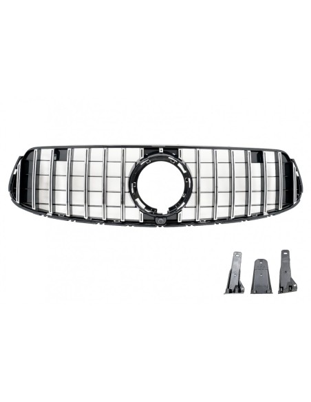 Griglia centrale anteriore per Mercedes GLC X253 C253 Facelift (-up) GTR Panamericana Design Nero Cromo