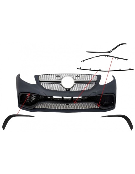 Spoiler anteriore Splitter Flaps Flics per Mercedes GLE Coupe C292 (15-18) Piano Nero