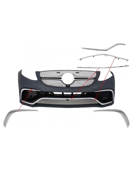 Spoiler anteriore Splitter alette Flics guarnire Chrome per Mercedes GLE Coupe C292 (15-18)