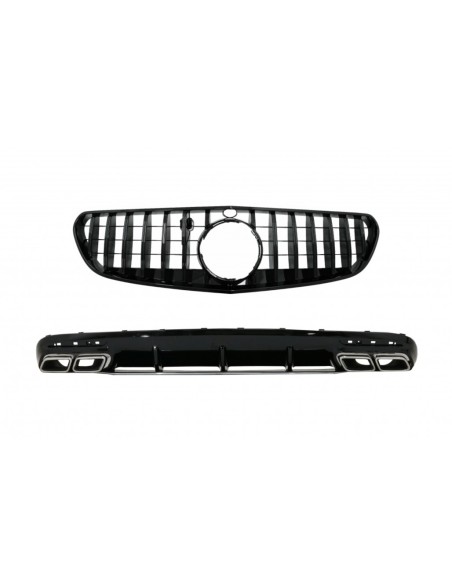 Paraurti posteriore diffusore d'aria w/ Chrome e griglia centrale nero per Mercedes S-Class C217 Coupé (14-17) S63