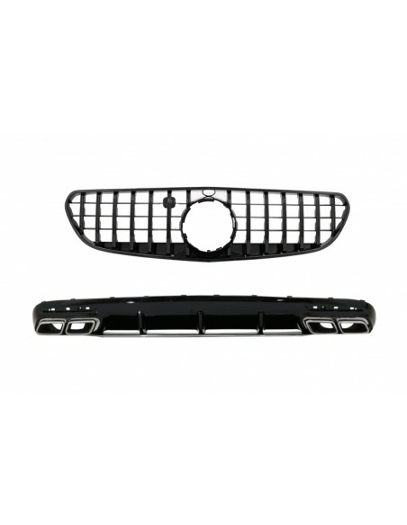 Paraurti posteriore diffusore d'aria w/ Chrome e griglia centrale nero per Mercedes S-Class C217 Coupé (18-) S63