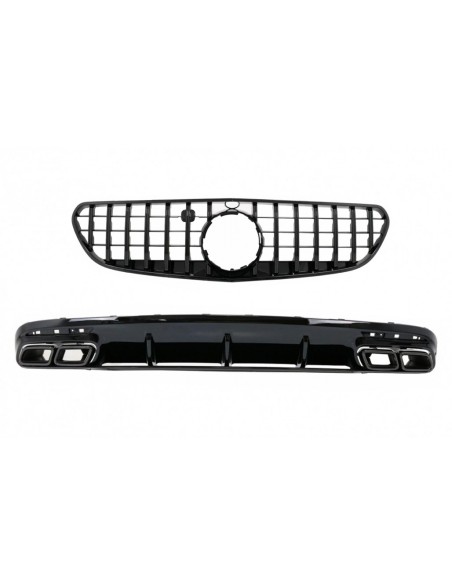 Paraurti posteriore diffusore d'aria w/ nero per Mercedes S-Class C217 Coupé (18-) e griglia centrale S63 Facelift Design