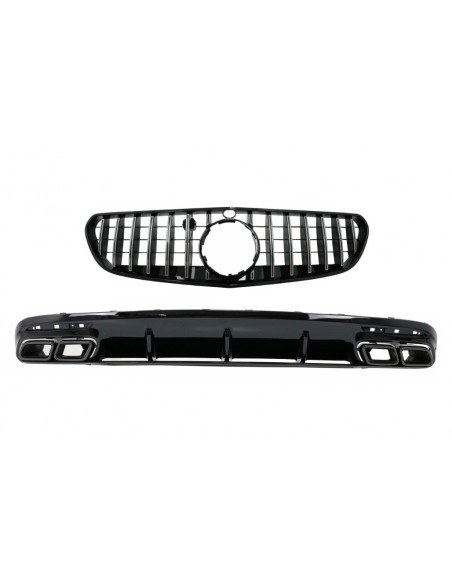 Paraurti posteriore diffusore d'aria w/ nero per Mercedes S-Class C217 Coupé (18-) e griglia centrale S63 Facelift Design
