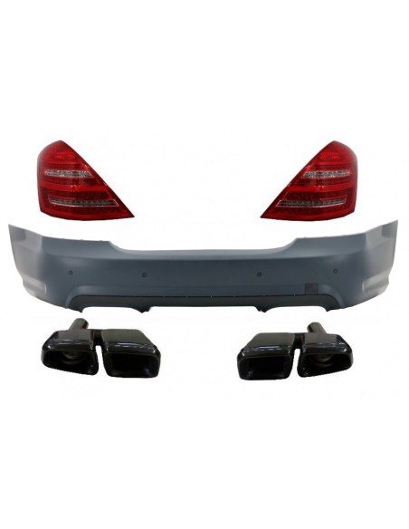 Paraurti posteriore e luci di coda a LED per MERCEDES Benz W221 S-Class (05-11) e Black Edition silenziatore suggerimenti