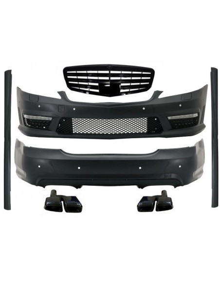 Kit per MERCEDES Benz W221 05-11 A-Design w/ griglia centrale piano nero e scarico nero edizione