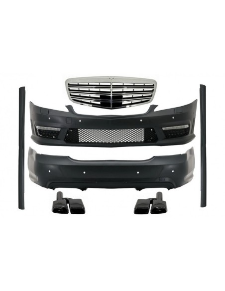 Kit completo per Mercedes S-Class W221 (05-11) LWB w/ Griglia anteriore Cromo e scarico Marmitta Suggerimenti Nero