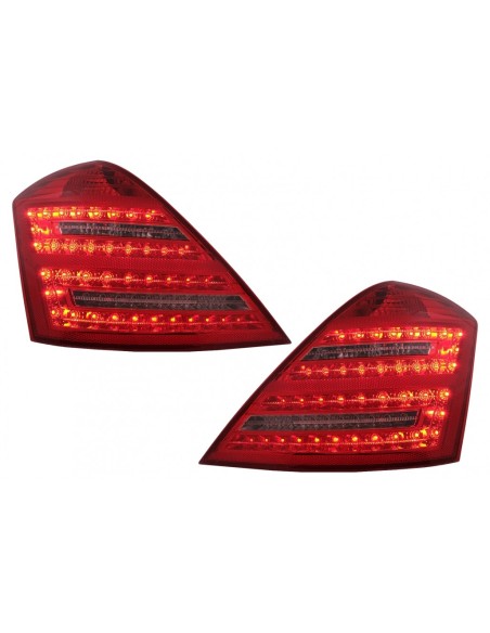 Fanali posteriori a LED completi per Mercedes S-Class W221 (05-09) chiaro rosso w/ segnale di svolta sequenziale dinamico