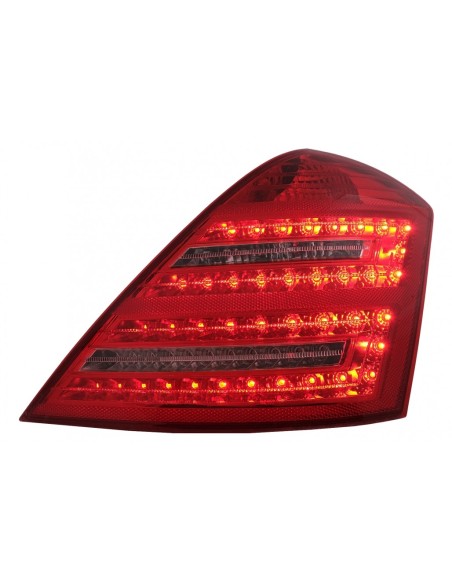 Fanali posteriori a LED completi per Mercedes S-Class W221 (05-09) chiaro rosso w/ segnale di svolta sequenziale dinamico