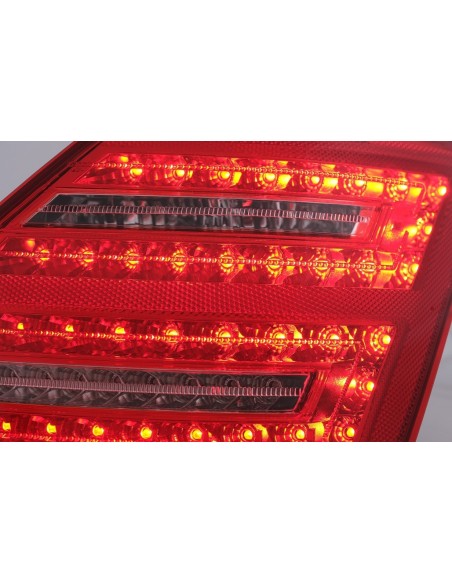 Fanali posteriori a LED completi per Mercedes S-Class W221 (05-09) chiaro rosso w/ segnale di svolta sequenziale dinamico