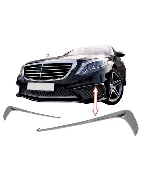 Paraurti anteriore Splitter alette per Mercedes W222 S-Class S65 Design (13-up) Chrome Edition