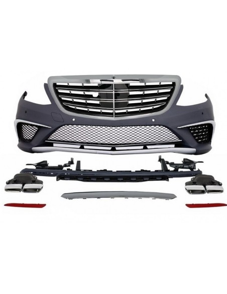 Kit per Mercedes S-Class W222 Sport Line Package (13-06.17) S63 Design w/ Griglia centrale Cromo