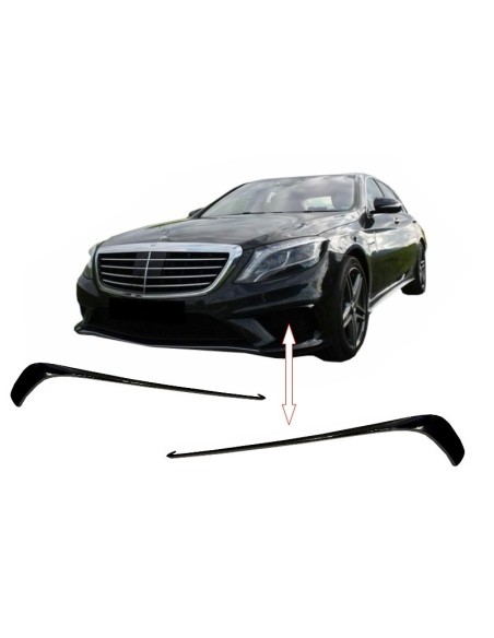 Paraurti anteriore Splitter alette per Mercedes W222 S-Class S63 Design (13-up) Black Edition