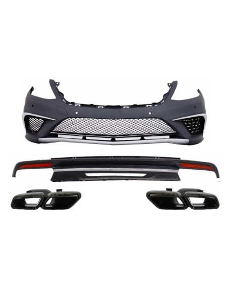 Kit per Mercedes S-Class W222 Sport Line Pacchetto (13-06.17) S63 Design w/ Nero Marmitta Suggerimenti