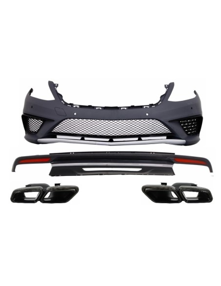 Kit per Mercedes S-Class W222 Sport Line Pacchetto (13-06.17) S63 Design w/ Nero Marmitta Suggerimenti