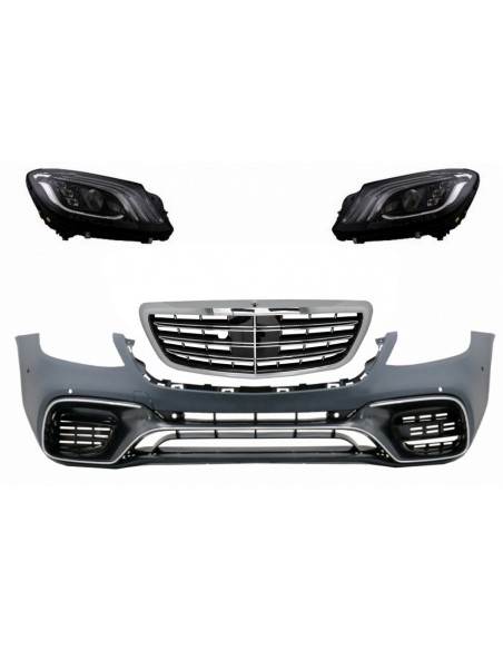 Paraurti anteriore w/ Griglia centrale e fari Full LED per Mercedes Classe S W222 (13-06.17) S63 Design